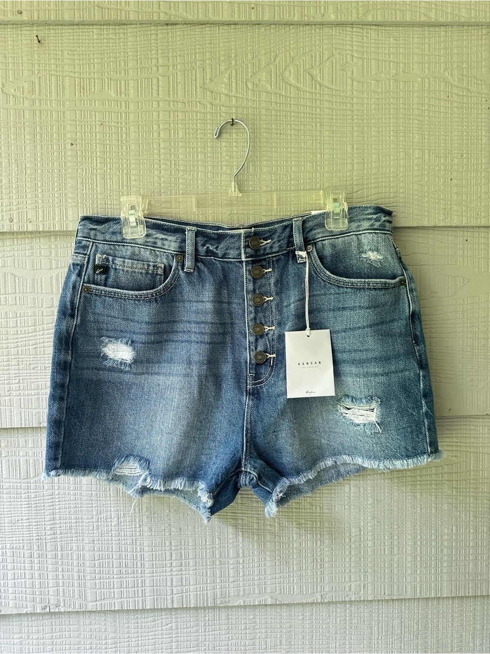 KanCan High-Rise Distressed Fly Button Denim Shorts NWT~XL